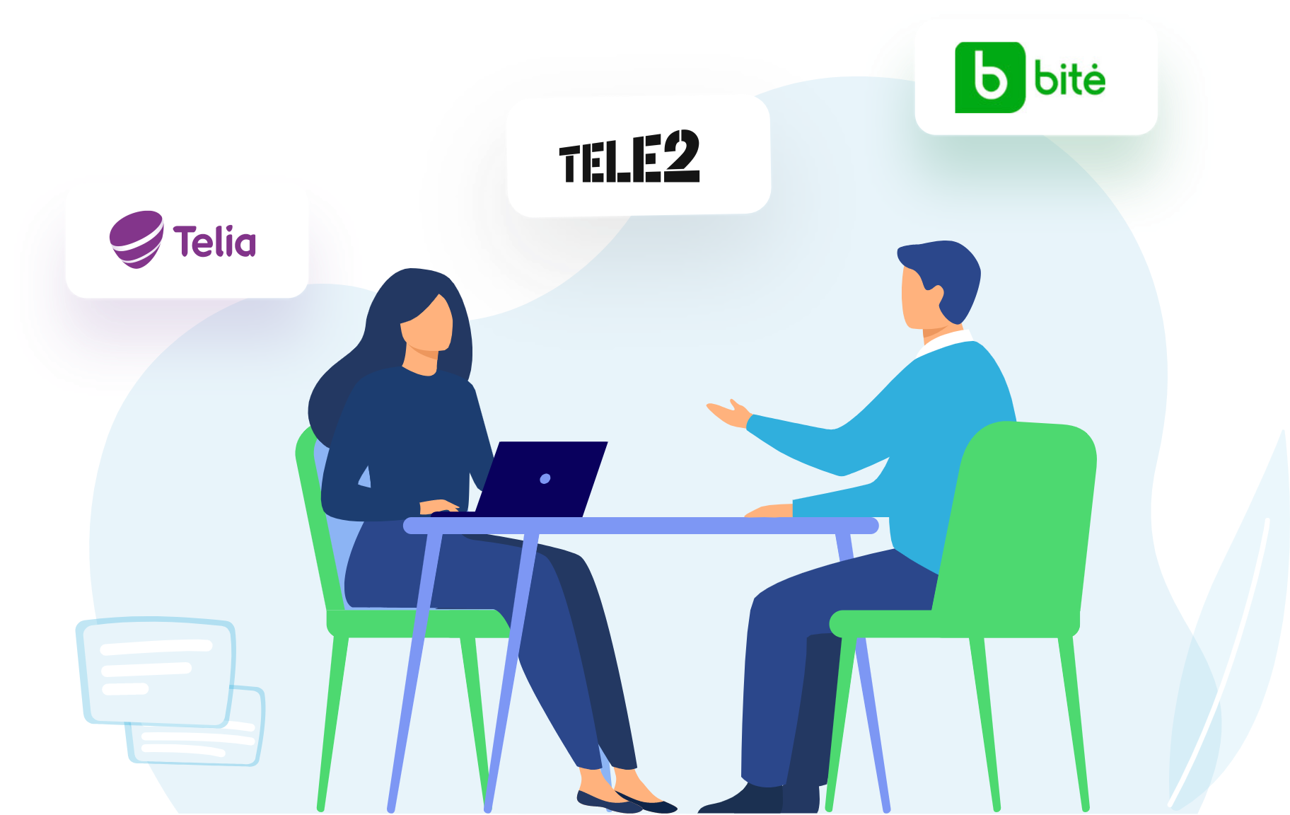 telia, tele2 ir bitė telekomunikacijos operatoriai