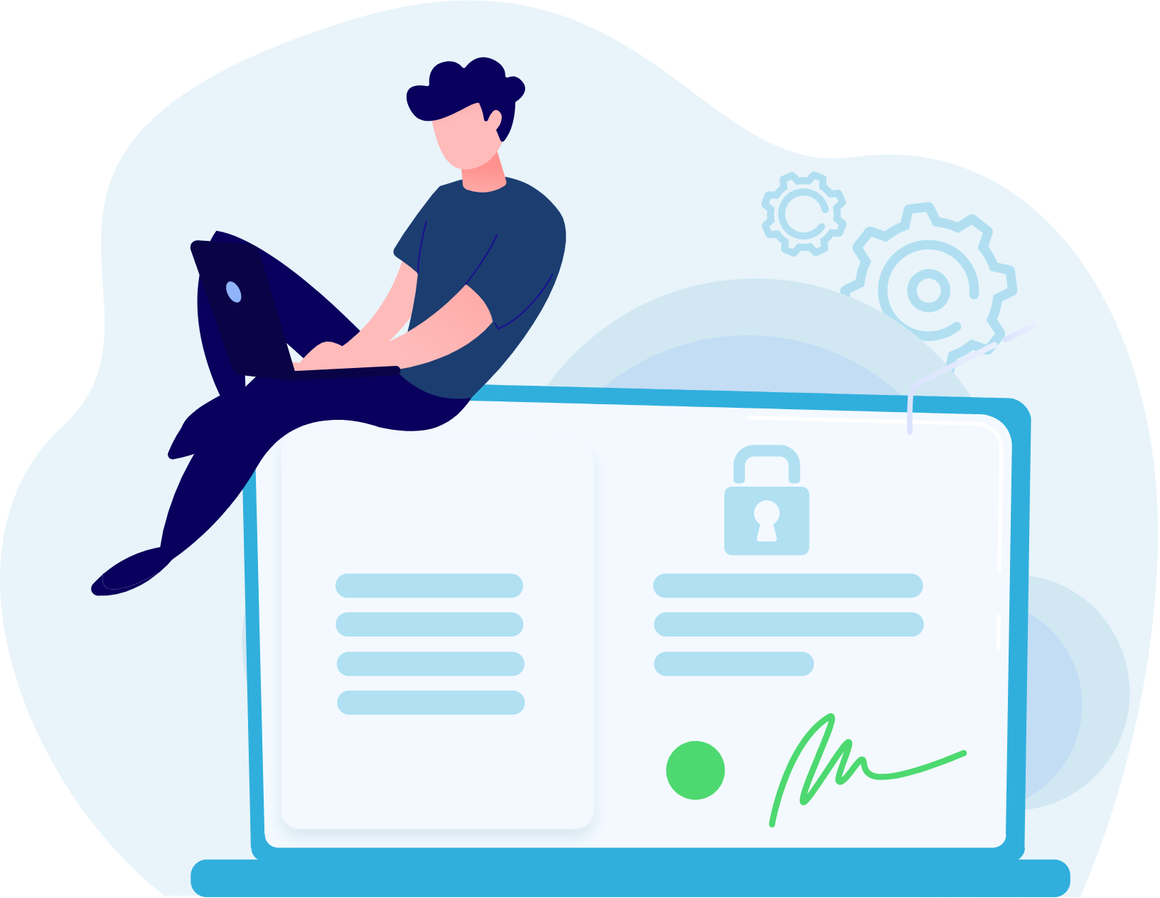 signing a document with pc