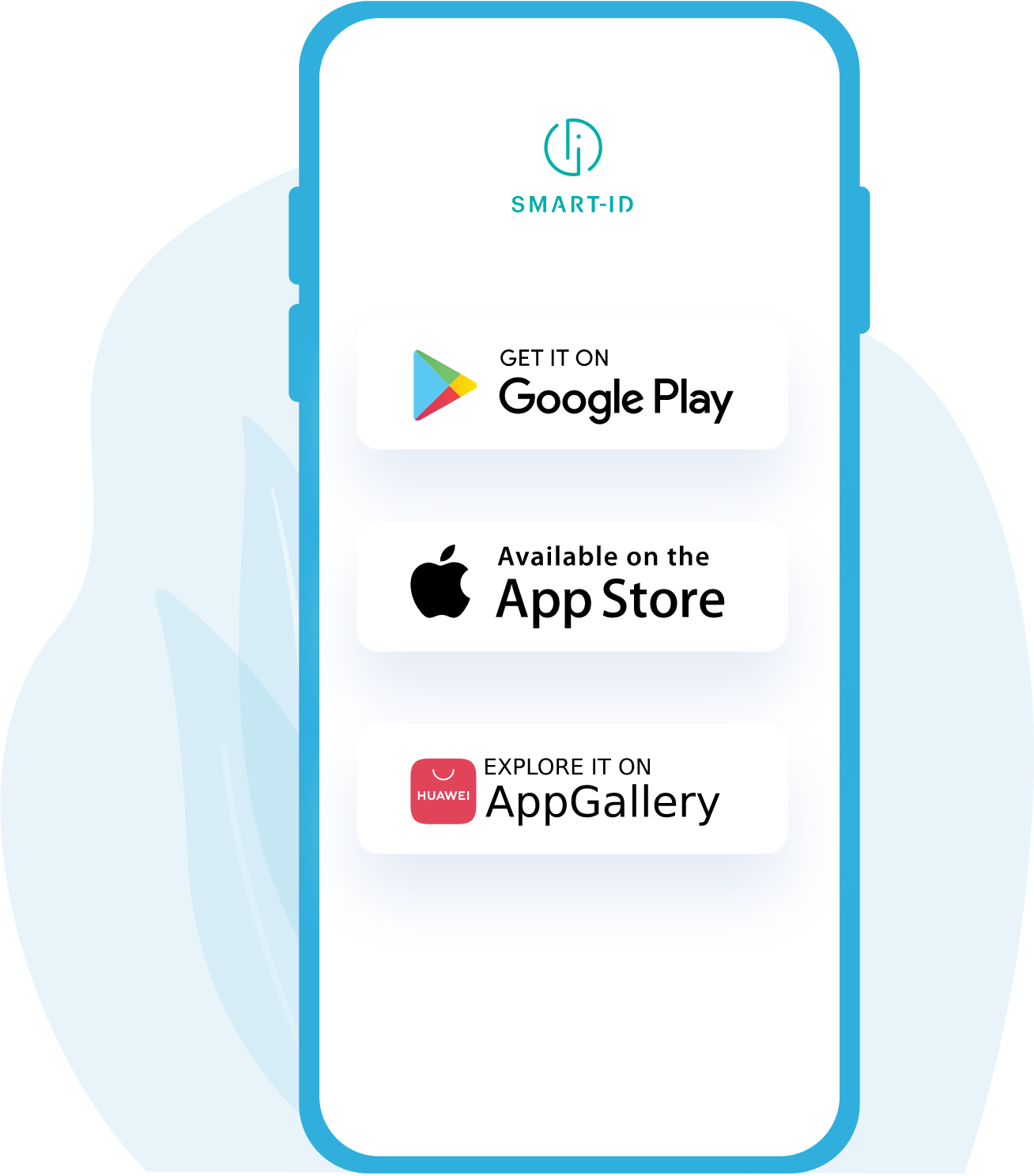 google play, app store and app galerry logos on a phone screen