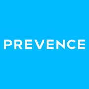 prevence logotipas žydrame fone